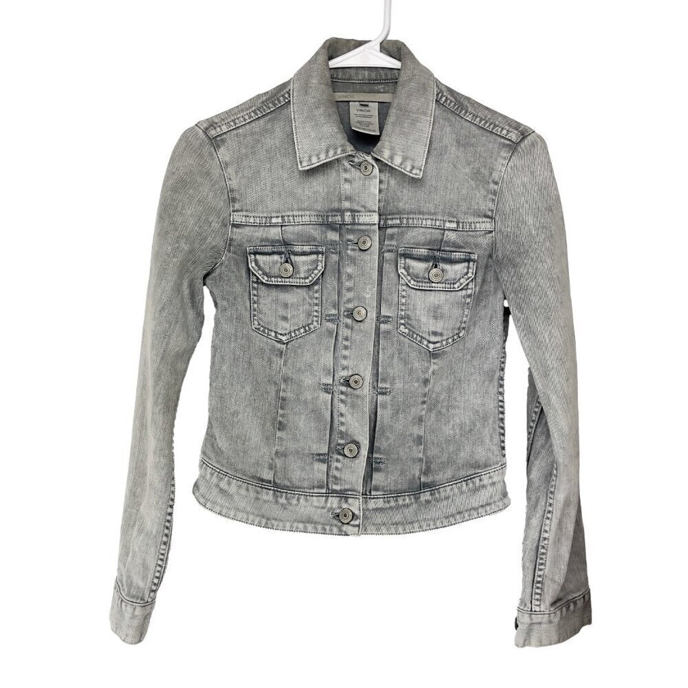 VINCE Cropped Washed Jean Coat Jacket Luxury Contemporary sz‎ XS